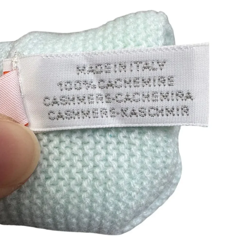 Authentic Hermès Baby Cashmere Socks Aqua Blue 100% Cashmere Size 6 Months
